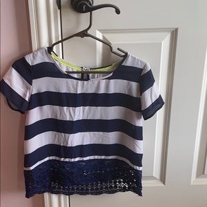 Blue and white blouse